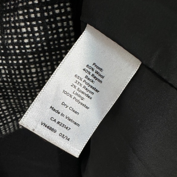 Talbots Women’s Size 12 Large Black White Tweed Front Solid Back Pencil Skirt - Picture 4 of 7